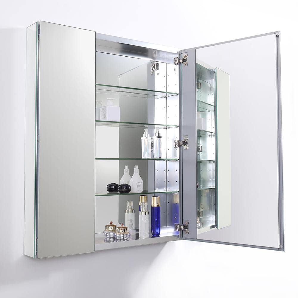 Fresca 30 in W x 36 in H x 5 in D Frameless Recessed or SurfaceMounted Bathroom Medicine Cabinet