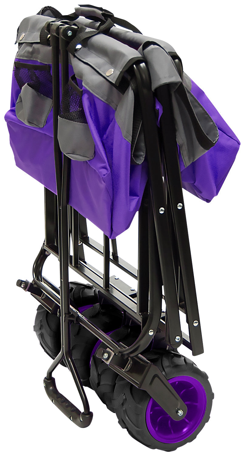 Creative Outdoor Products Collapsible Folding Wagon Cart- Purple & Gray