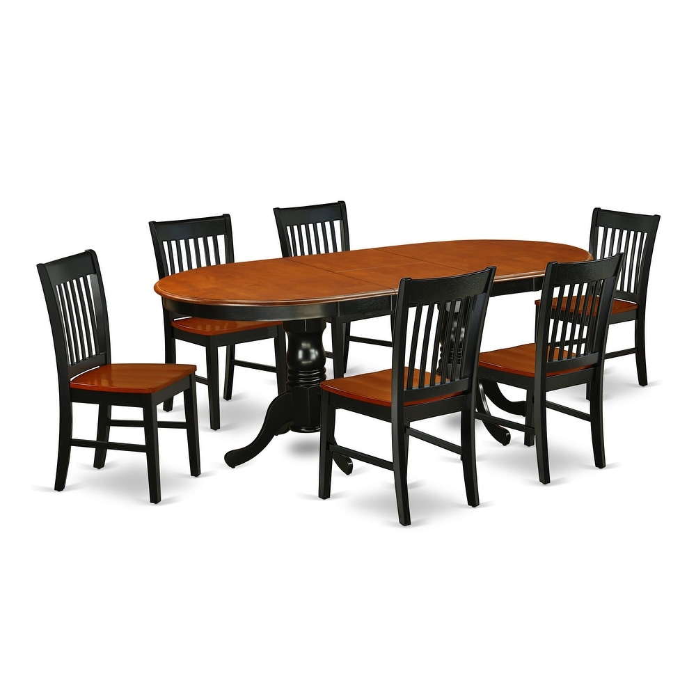 East West Furniture Dining Table Set  an Oval Dining Room Table and Wooden Seat Chairs  Black   Cherry (Pieces Options)