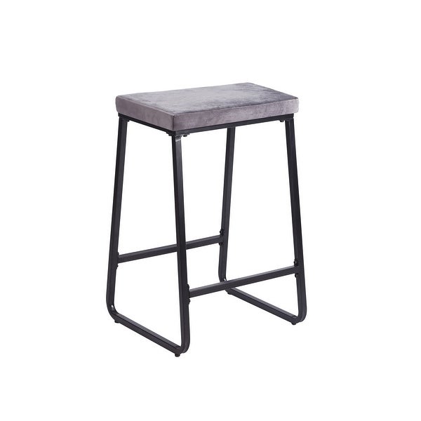 Porthos Home Samu Bar Stools Set of 2， Velvet Upholstery， Iron Legs