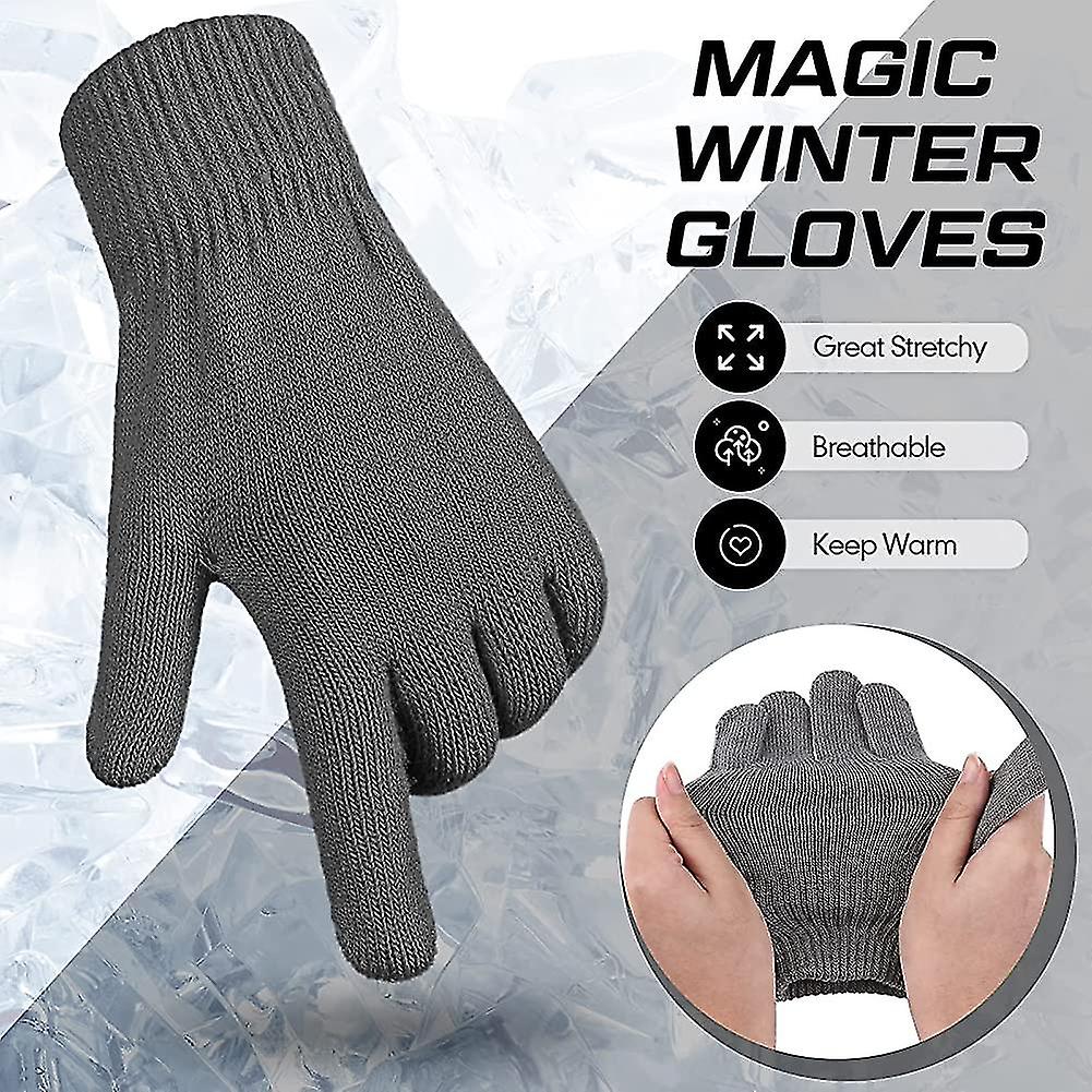 4 Pairs Magic Winter Gloves Unisex Gloves Knit Stretchy Mitten Bulk Full Fingers