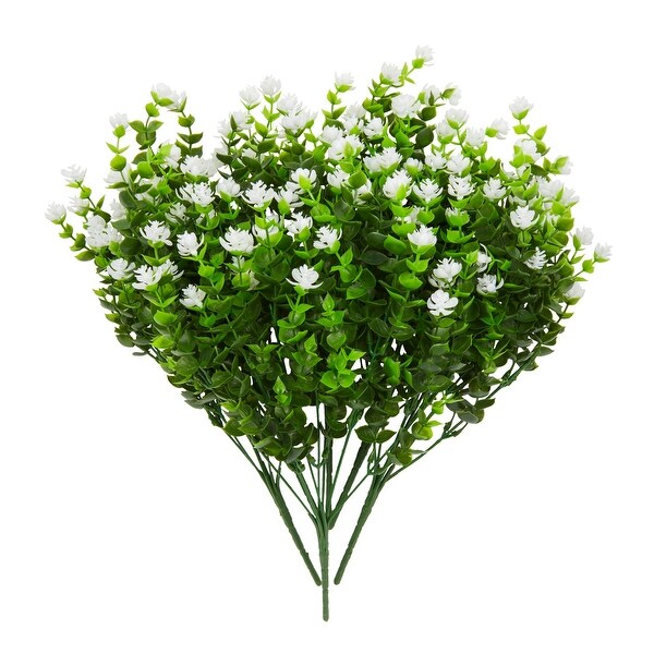 White Artificial Flowers with 2 Cone Vases for Cemetery，Outdoor Decor (8.6 x 13 Inches，6 Bundles)