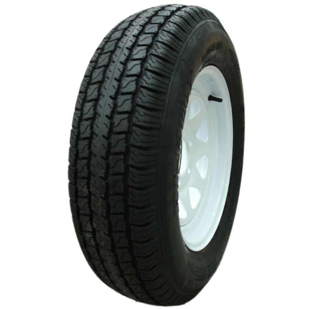 Hi-Run 8 Spoke White 50 PSI ST20575D14 and 14 in. x 6.0 in. 5-4.5HD 6-Ply Tire and Wheel Assembly ASB1002