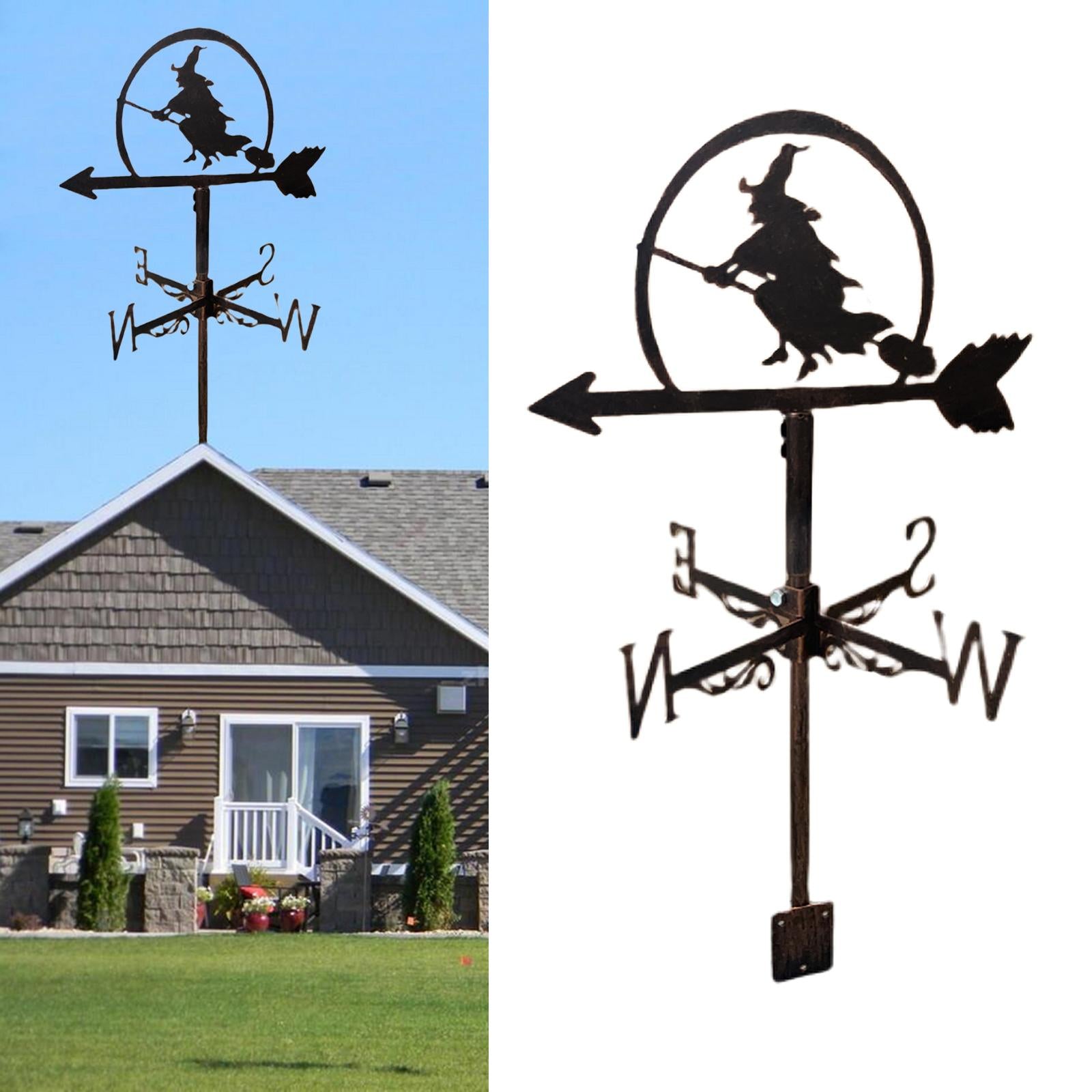 Stainless Weathervane Fence Mount Weather Vane Garden Scene Stake