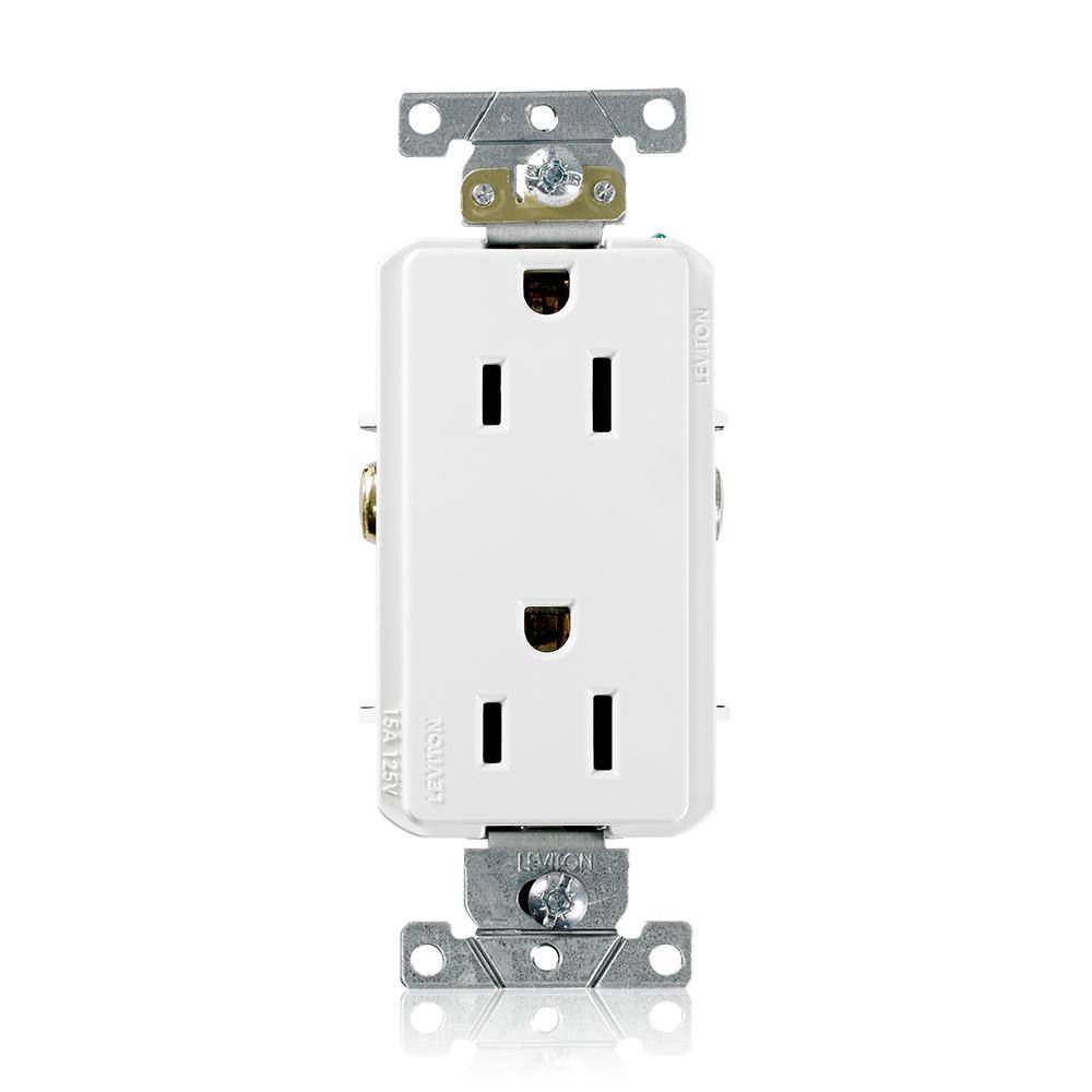 Leviton Decora Plus 15 Amp Industrial Grade Duplex Outlet White R82-16252-0WS