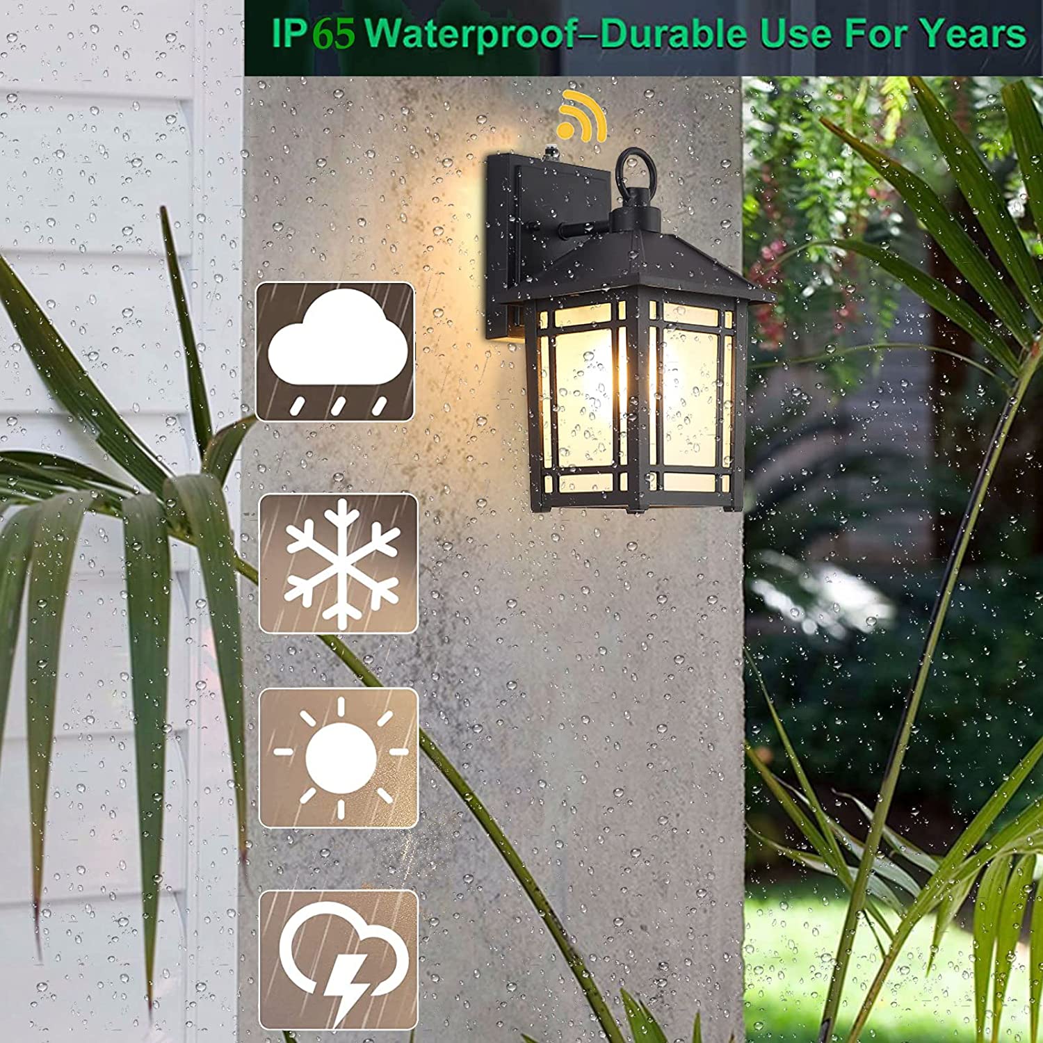 MONIPA Dusk to Dawn Exterior Light Fixture Outdoor Wall Lantern Wall Mount Patio Waterproof for House, Patio, Garage