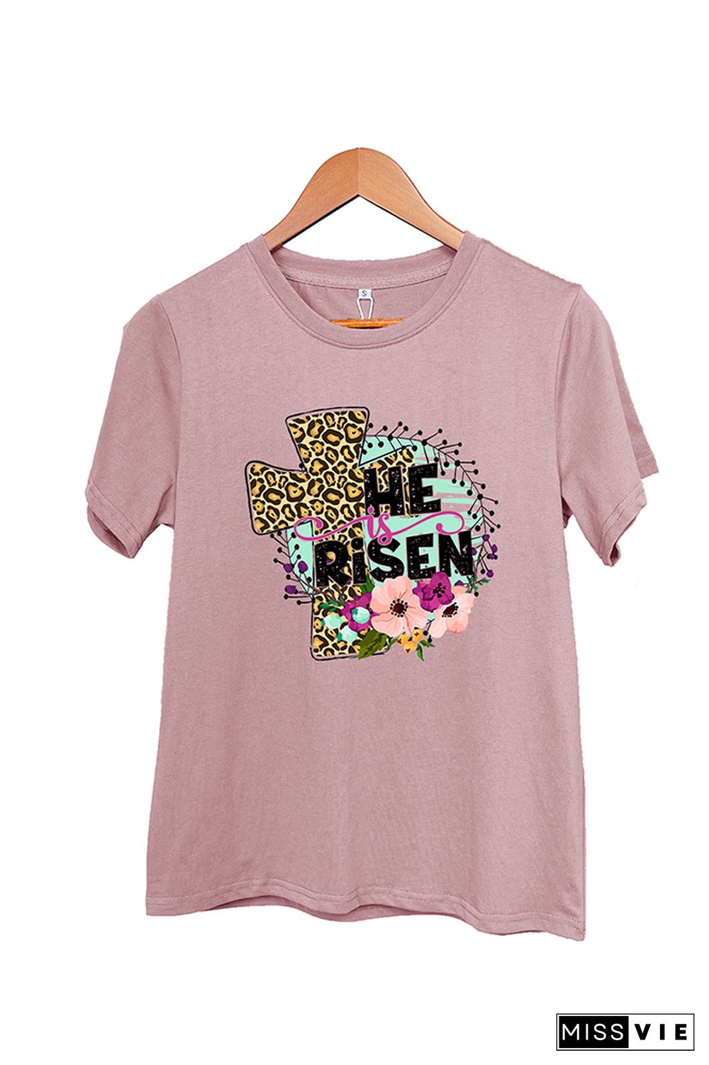 He Is Risen Easter Short Sleeve Graphic Tee Wholesale