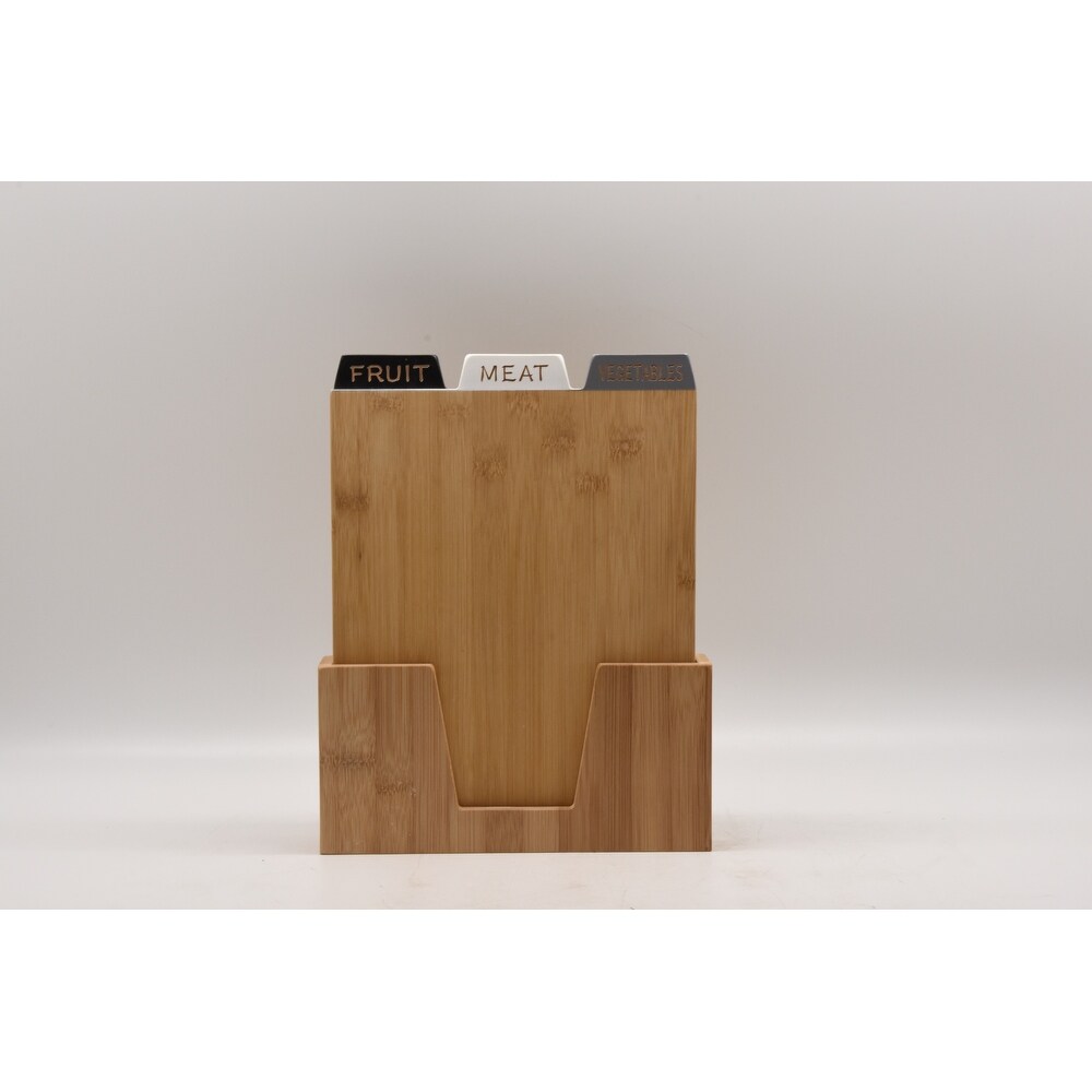 Set of 3 BAMBOO CUTTING BOARD with index style tab design 23.7*4.7*30CM