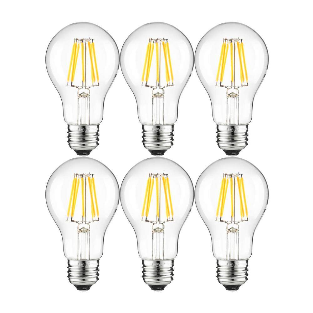 Sunlite 40-Watt Equivalent A19 Dimmable Clear Filament LED Light Bulb in Cool White 4000K (6-Pack) HD02412-6