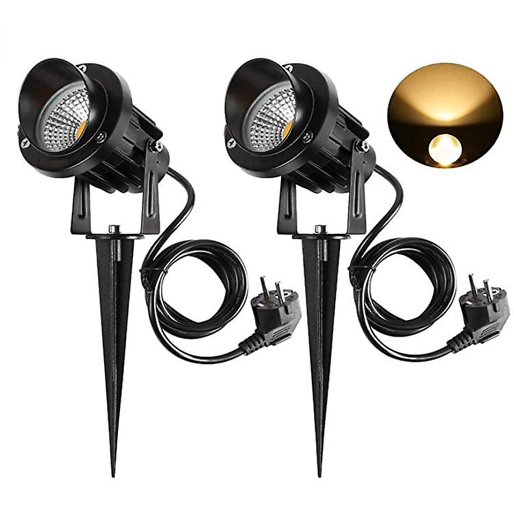 2pc 9w Led Outdoor Spotlight With Spike 3000k-3300k 900lm Ip65 Waterproof，white