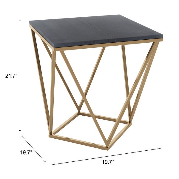 Verona Marble Side Table Black and Antique Brass