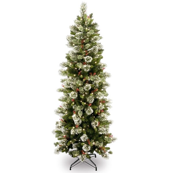 National Tree Company 7.5 ft. Wintry Pine Slim Hinged Tree with 400 Clear Lights