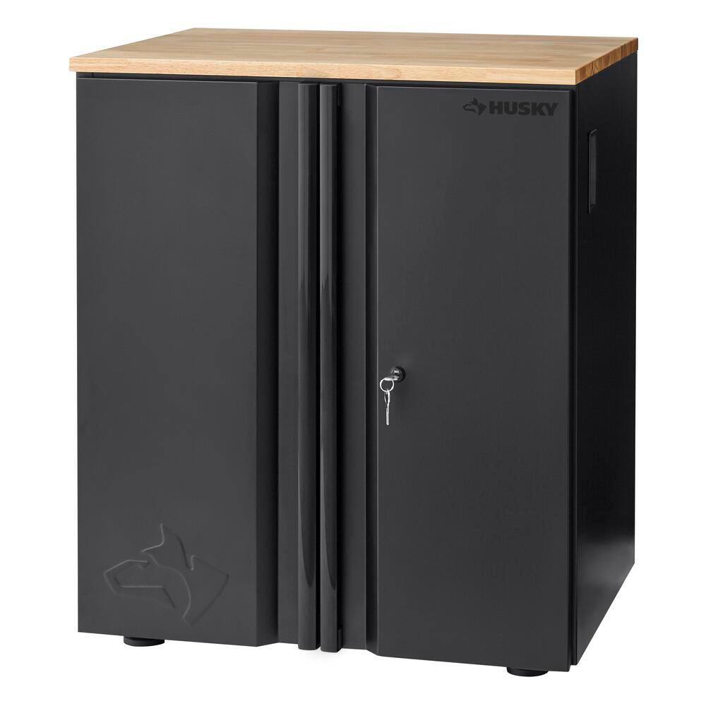 Husky Heavy Duty Welded 20-Gauge Steel 2-Door Garage Base Cabinet in Black (28 in. W x 32 in. H x 21.5 in. D) HTC1000001