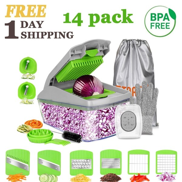 14-in-1 Vegetable Chopper Slicer， Fruit Dicer Veggie Kitchen Cutter Tools