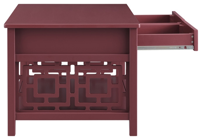 Riverbay Furniture Two Drawer Wood Coffee Table in Merlot Red   Contemporary   Coffee Tables   by Homesquare  Houzz