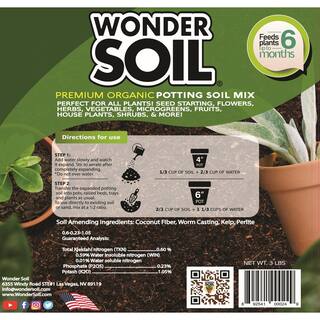 WONDER SOIL Premium Organic Coco Coir Potting Garden Soil - 3 lbs. Expands Up to 3 Gal. WSOR3