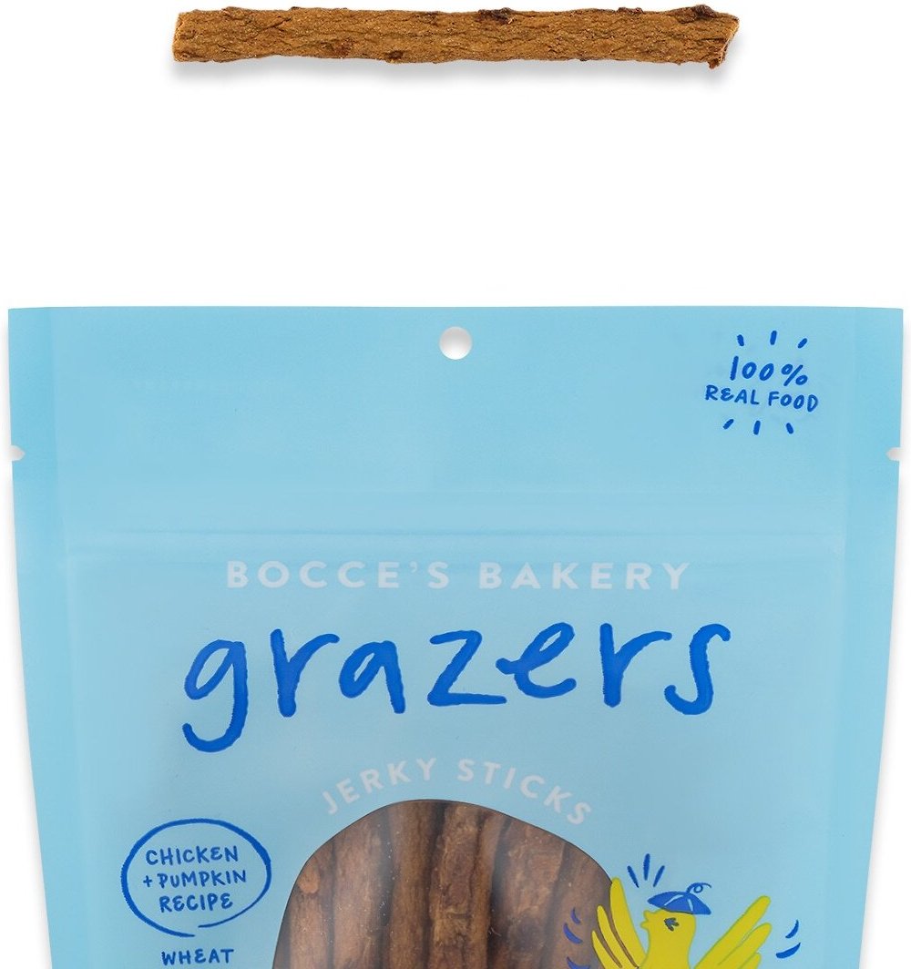 Bocce's Bakery Grazers Chicken Jerky Dog Treats， 4-oz pouch