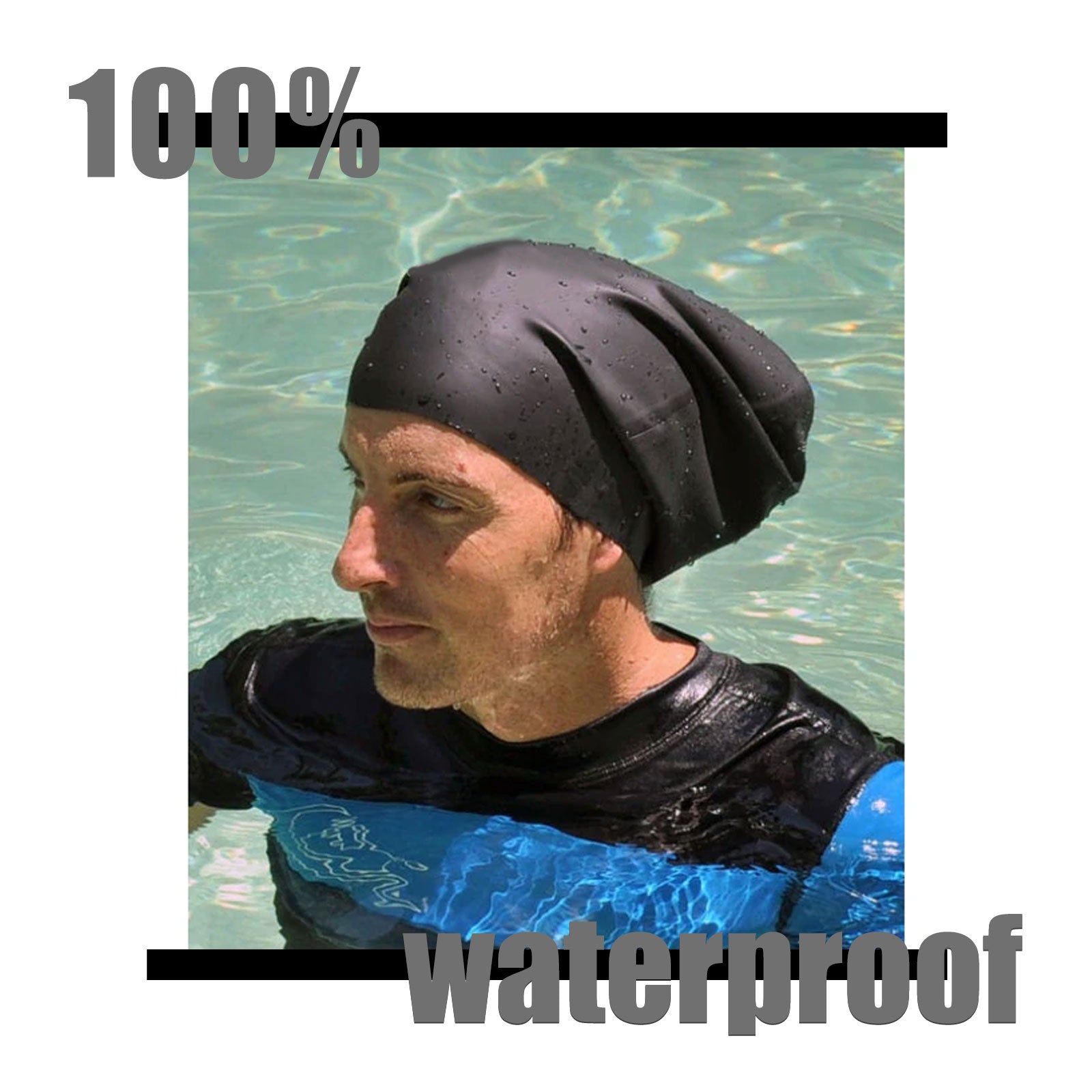 Long Hair Swim Cap Black Large Silicone Waterproof Swimming Cap for Dreadlock