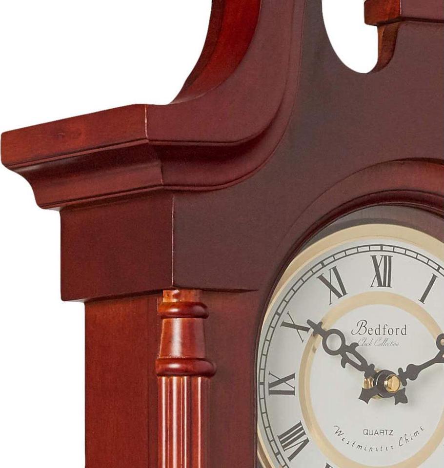 Bedford Clock Collection 26.5 Colonial Mahogany Cherry Oak Finish Chiming Wall