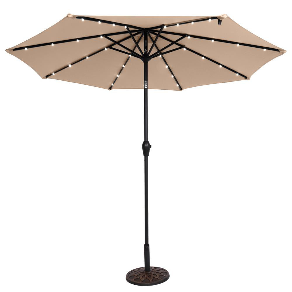 Zimtown 9ft Solar LED Lighted Outdoor Umbrella w/ Tilt Top Color