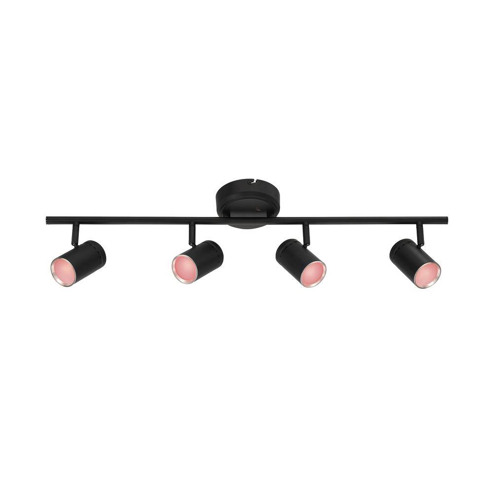 Hampton Bay Crosshaven 2.6 ft. 4-Light Black Hubspace Smart Color Tunable Integrated LED Fixed Track Ceiling Lighting Kit HBT41051RWA-43