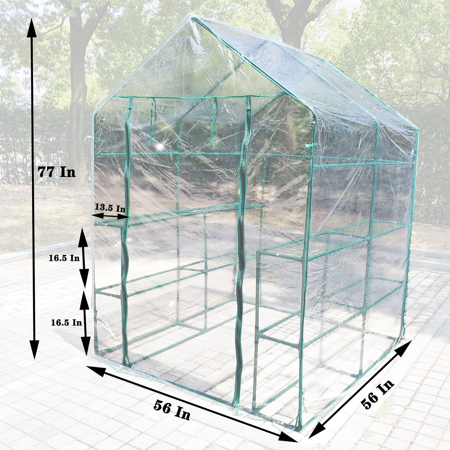 Unique Choice 56 x 56 inches Walk-in Greenhouse With Shelves, Transparent Cover