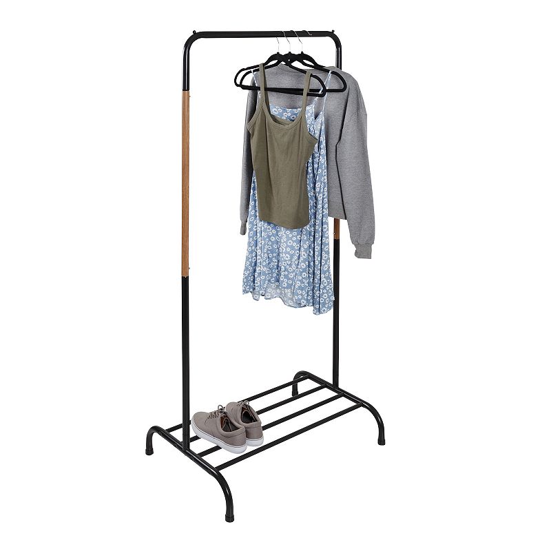 Honey-Can-Do Single Garment Rack with Shoe Shelf and Hanging Bar for Clothes