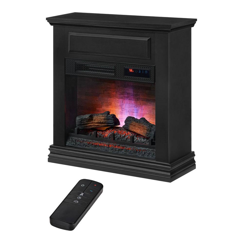 StyleWell Wheaton 31 in. Freestanding Wooden Infrared Electric Fireplace in Black 150427