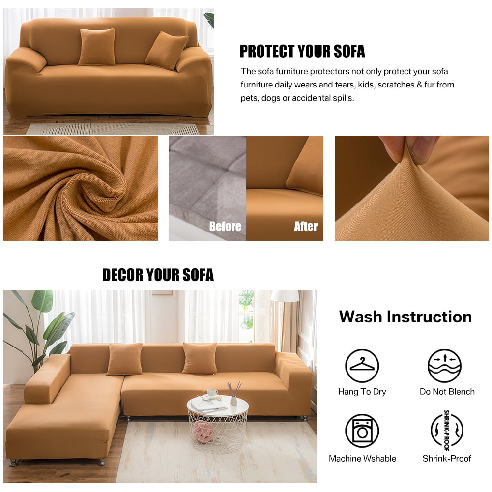 Sofa Covers for L Shape, Polyester Fabric Stretch Slipcovers 3 + 2 seat for Sectional sofa L-shape Couch