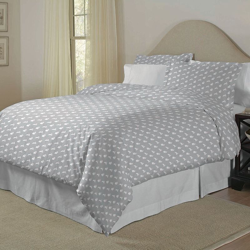 Pointehaven 200 Thread Count Cotton Print Duvet Cover Set