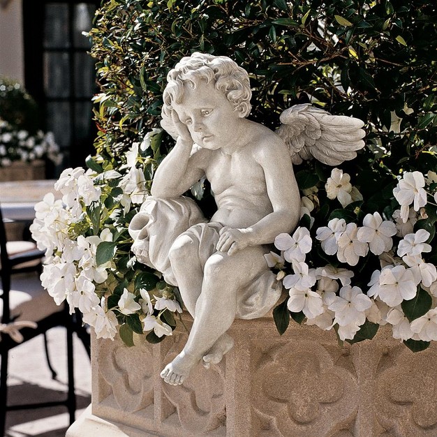 Design Toscano Mourning Mortality Sitting Cherub Sculpture Off white