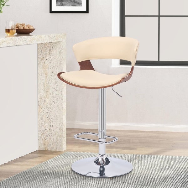 Bar Stool with Curved Leatherette Back and Swivel Mechanism - 20 L X 21 W X 43 H Inches