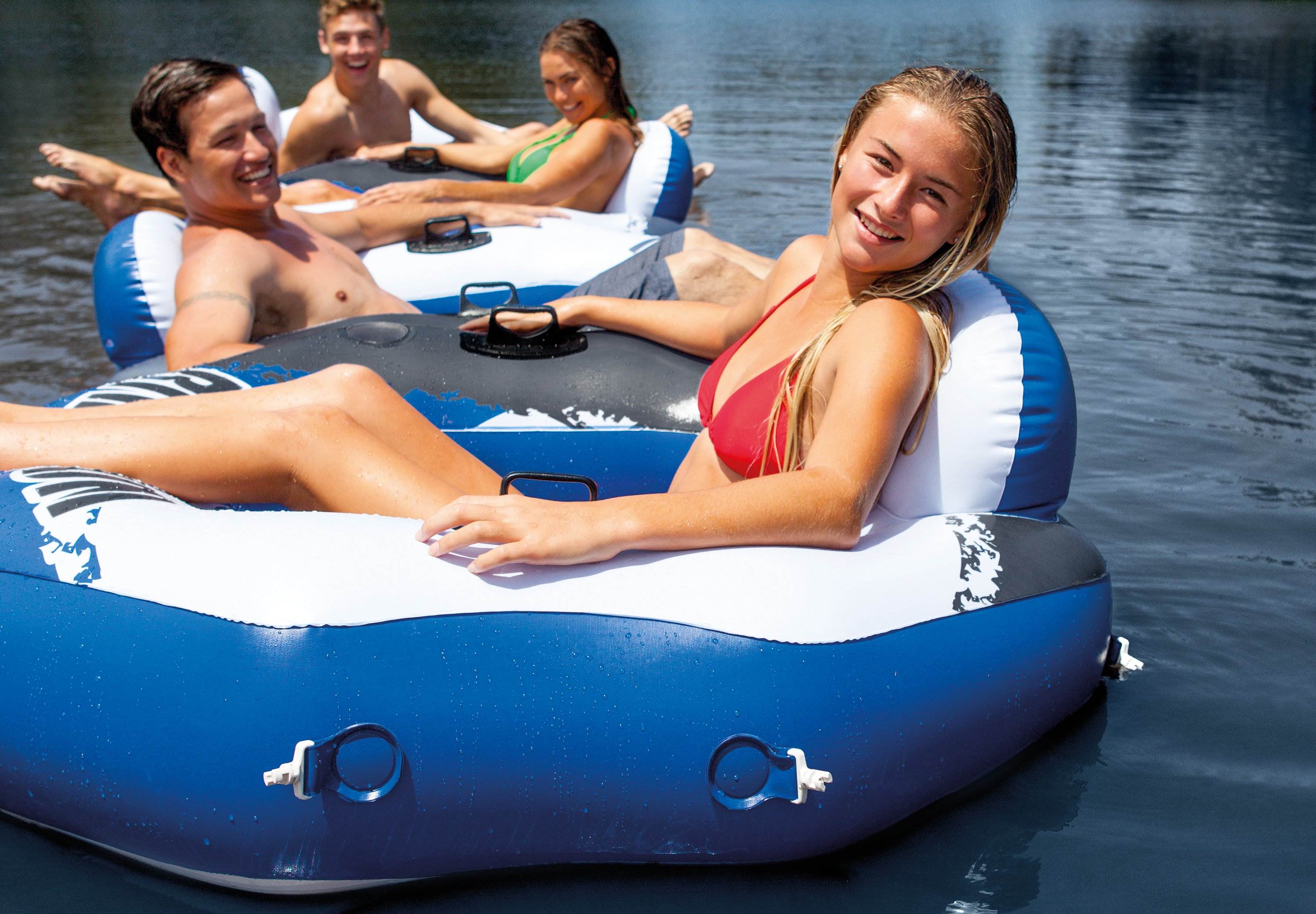 Intex 58854EP River Run Connect Lounge Inflatable Floating Water Tube (3 Pack)