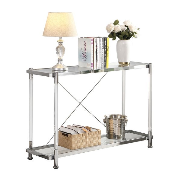 Modern Acrylic Glass Console Table with Storage Shelf Plant Side Table for Hallway， Foyer， Living Room