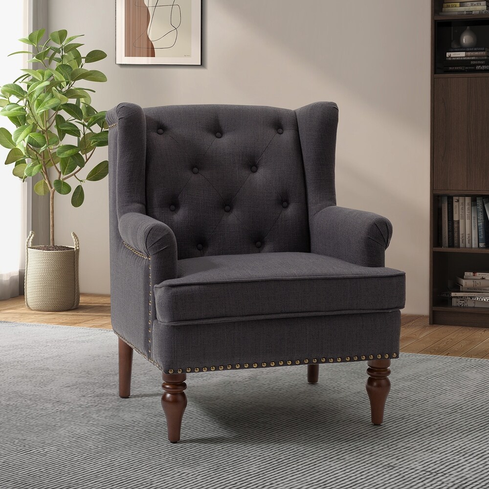 Maitê Transitional Armchair with Solid Wood Legs by HULALA HOME