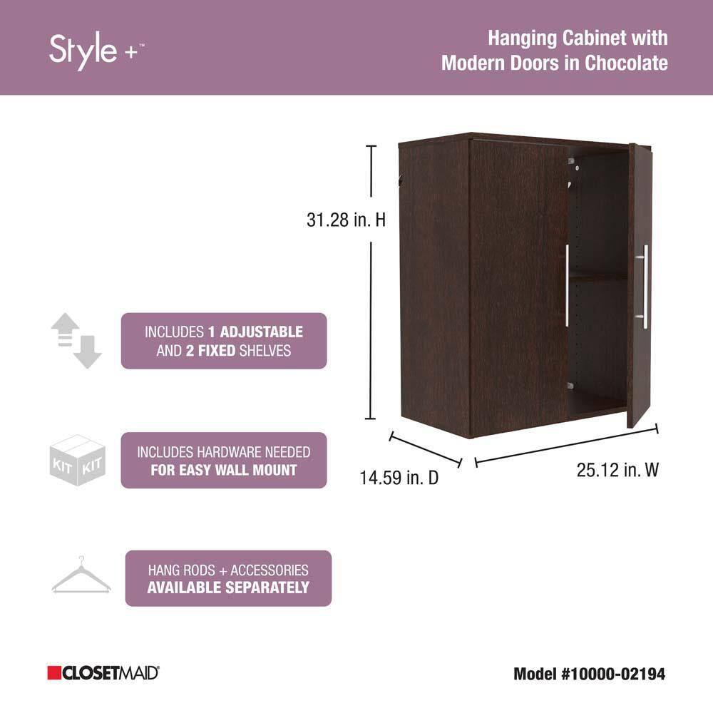 ClosetMaid Style+ 14.59 in. D x 25.12 in. W x 31.28 in. H Chocolate Laundry Room Floating Cabinet Kit with Modern Doors 10000-02194