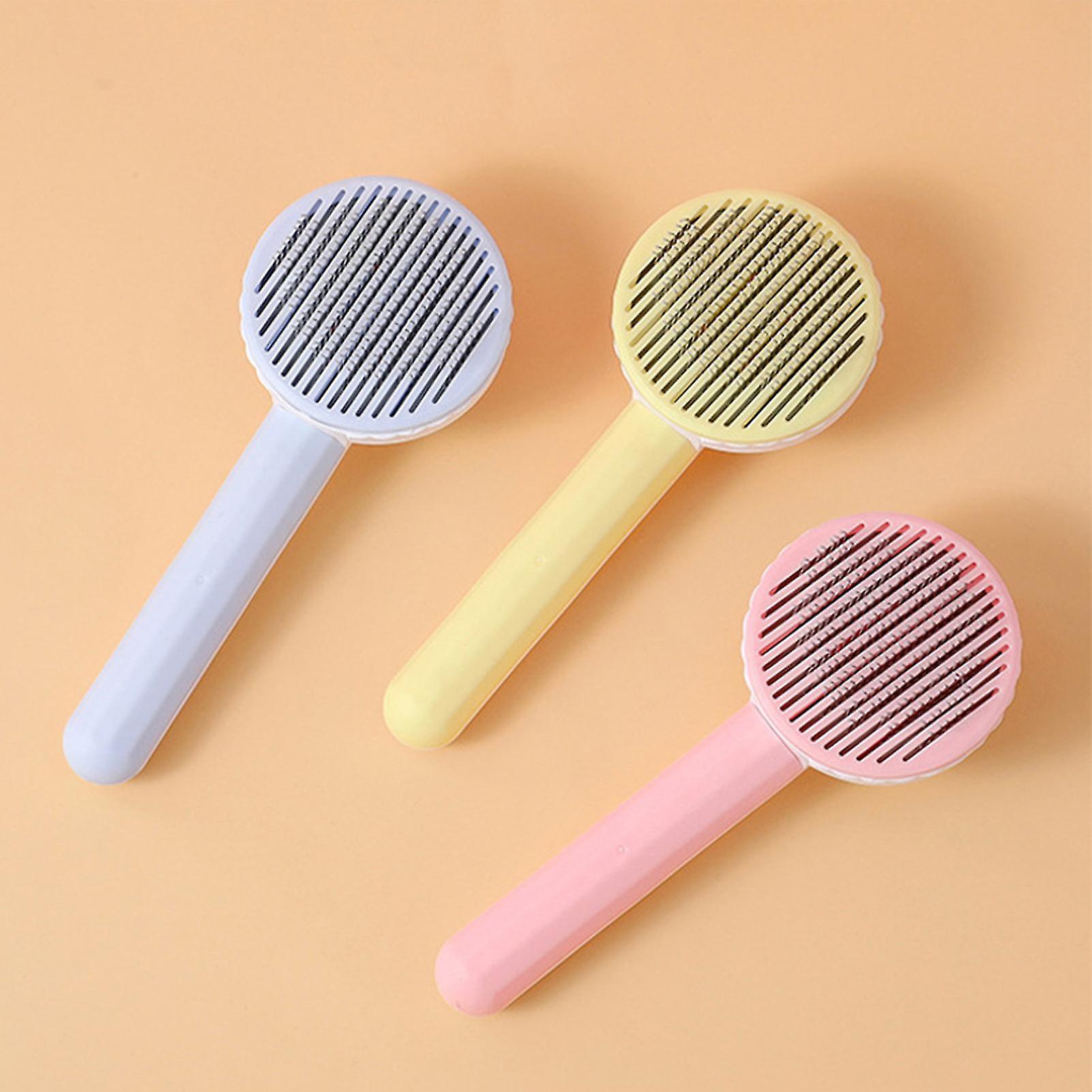 Pet Hair Comb Self Cleaning Massage Hair Removal Cat Grooming Brush for Cat Kitten Pet Supplies Blue Pet Self Cleaning Comb