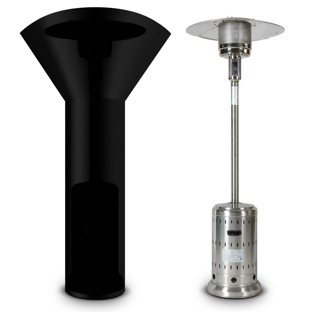 itapo 46000 BTU Stainless Steel Propane Patio Heater with Two Smooth-rolling, Black Cover S-D59308362