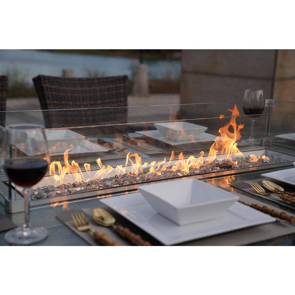 DIRECT WICKER Turnbury 47 in. x 71 in. Propane Oval Wicker Gas Fire Pit Table with Tempered Glass Surround PAG-1106-Oval-Table