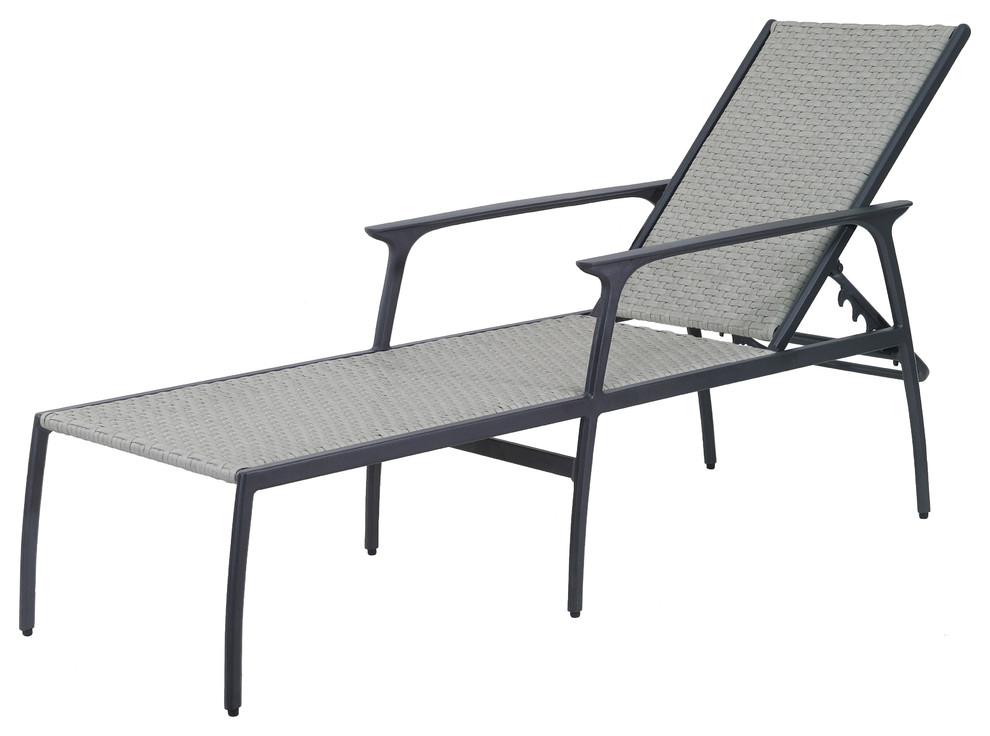 Amari Woven Chaise Lounge  Carbon  Mist Woven   Tropical   Indoor Chaise Lounge Chairs   by Gensun  Houzz