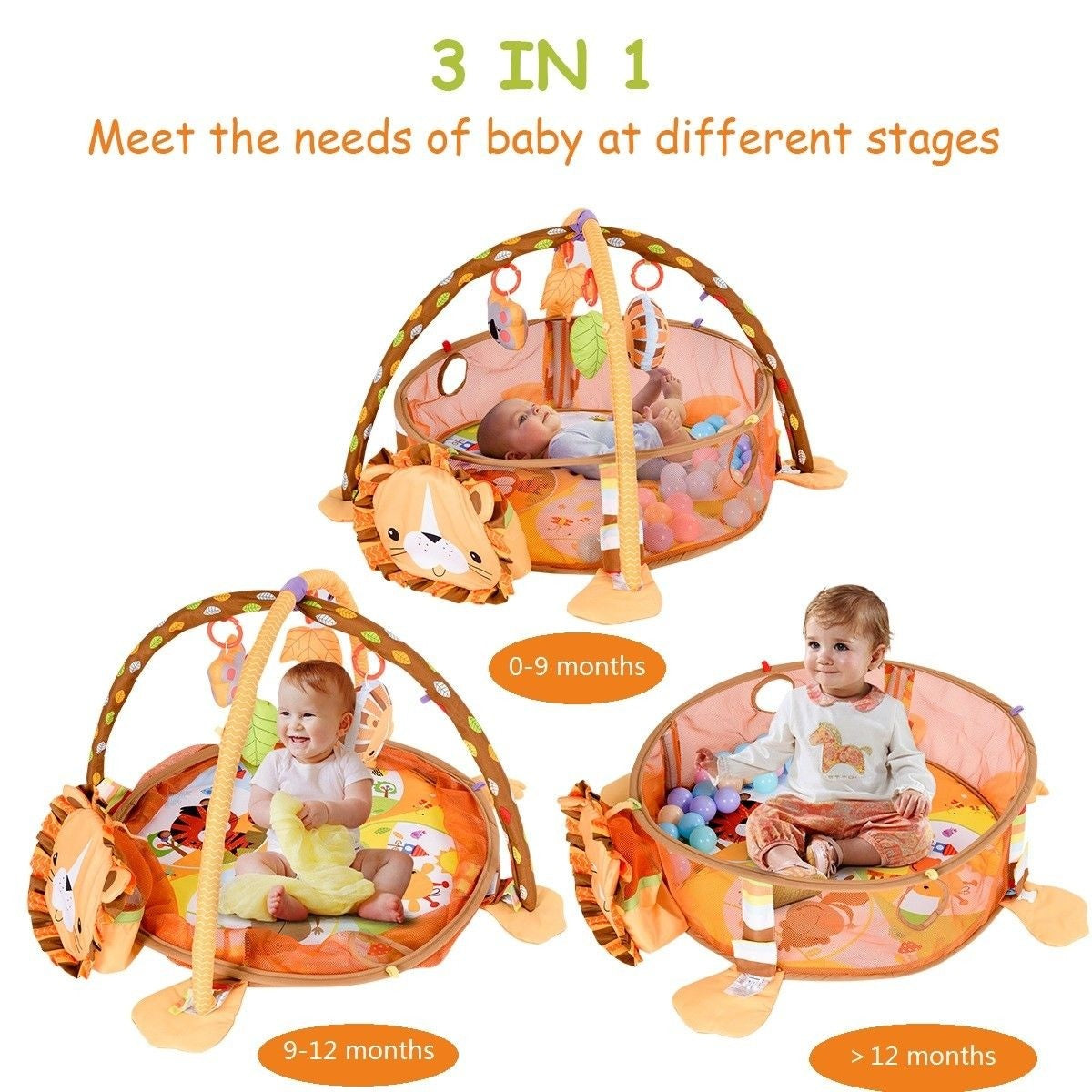 Cute Lion Theme Baby Play Gym Mat