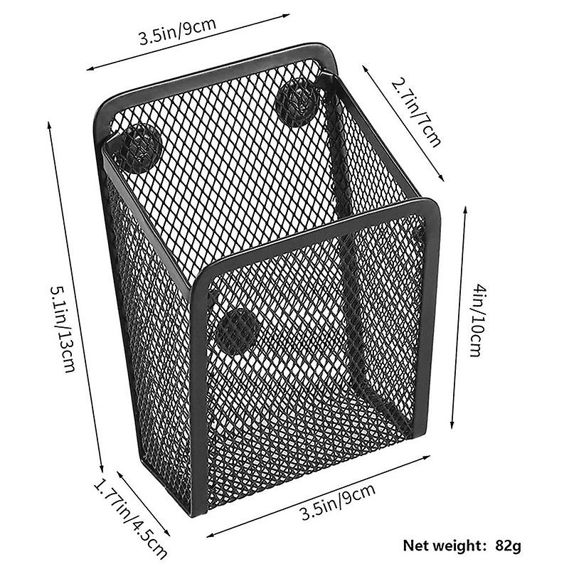 Magnetic Pencil Holder Black Mesh Stainless Steel Pen Basket， Writing Utensil Storage Organizer for Whiteboard， Locker or Office