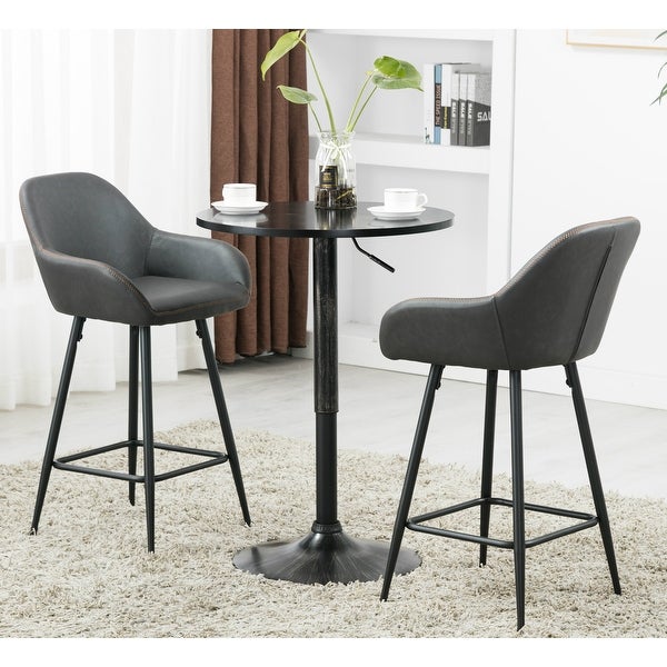 Bucket Upholstered Dark Accent Barstool Chair (Set of 2)