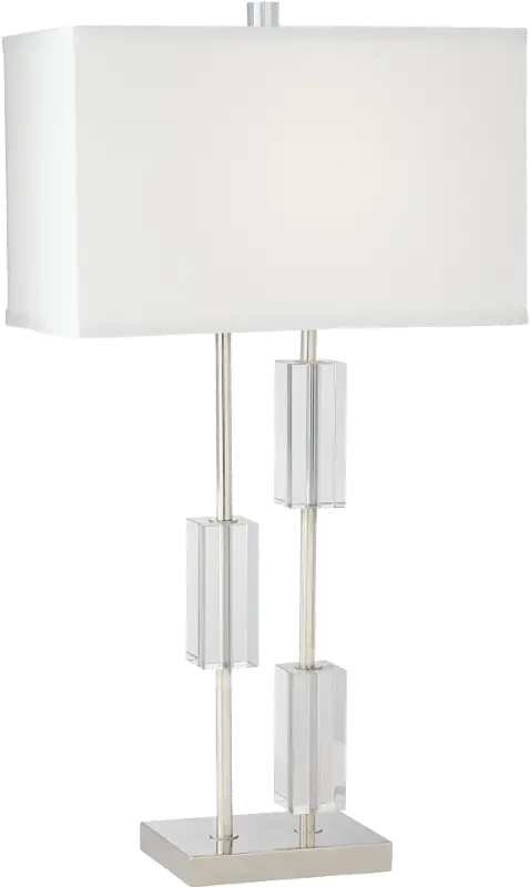 Polished Nickel Table Lamp with 3 Crystal Rectangles