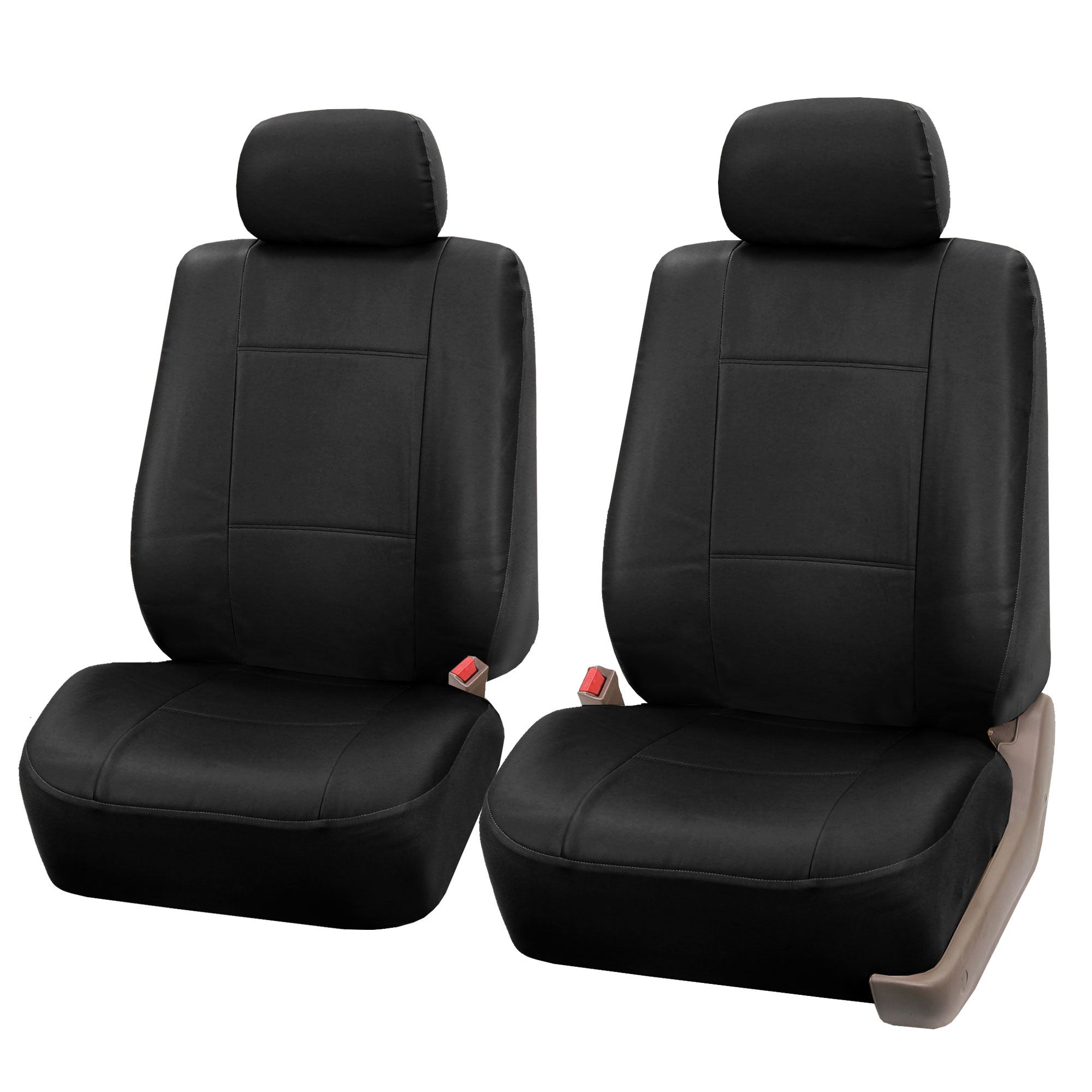 FH Group Faux Leather Seat Covers， Half Set， Black