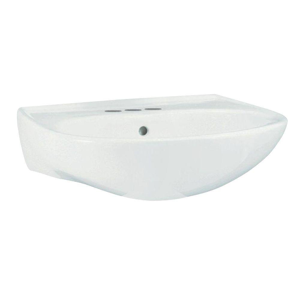 STERLING Sacramento 9 in. Wall-Hung Vitreous China Pedestal Sink Basin in White with Overflow Drain 446124-0