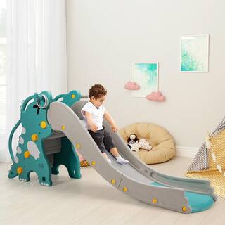 Costway 4-in-1 Kids Climber Slide Play Set with Basketball Hoop and Toss Toy Indoor and Outdoor TY327762GN