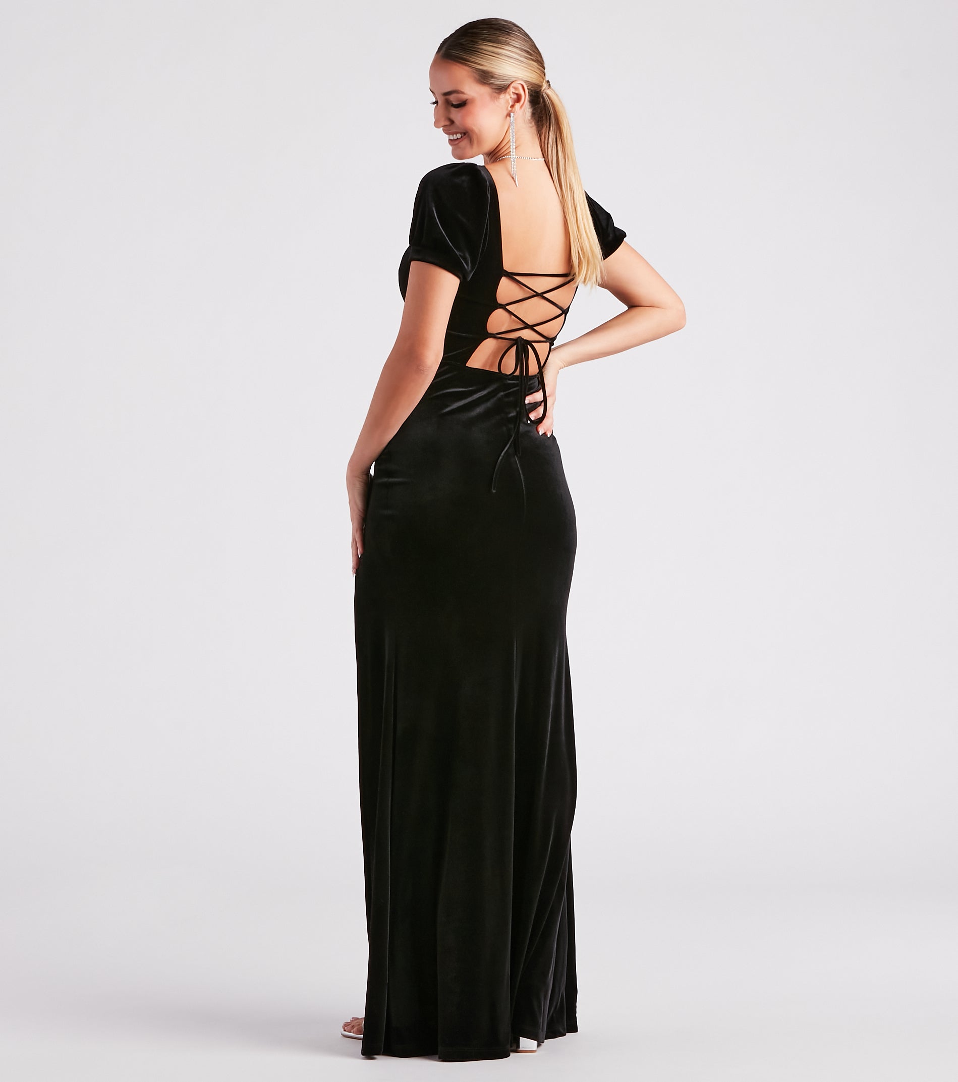 Claudia Formal Velvet Slit Mermaid Dress