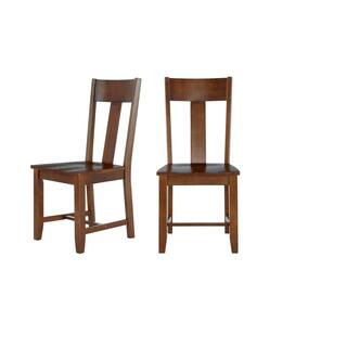 StyleWell Walnut Brown Finish Dining Chair (Set of 2) (19.97 in. W x 37.44 in. H) DC 2001-Walnut