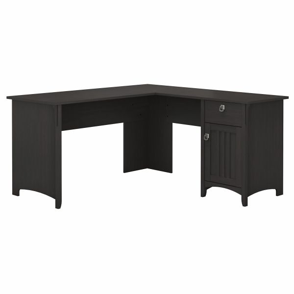 Bush Furniture Salinas 60W L Shaped Desk with Storage in Vintage Black